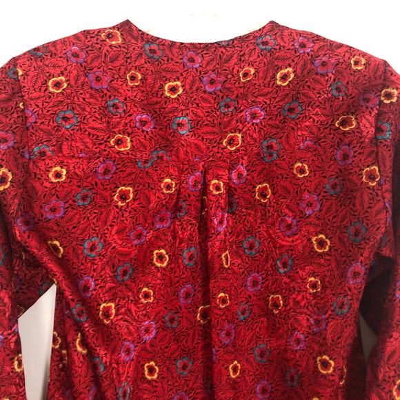 Oscar de la Renta Floral Red Long Sleeve Top Size 4 - Picture 7 of 11